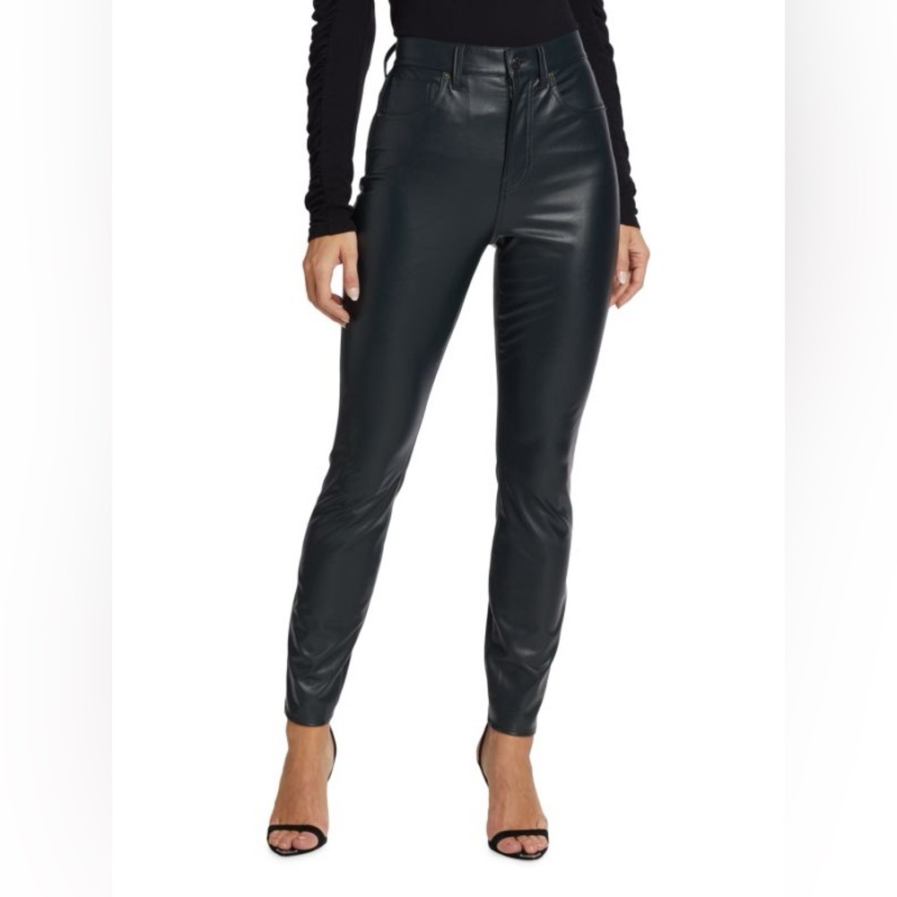 VERONICA BEARD Maera Extra High Rise Skinny Emerald Vegan Faux Leather Pants